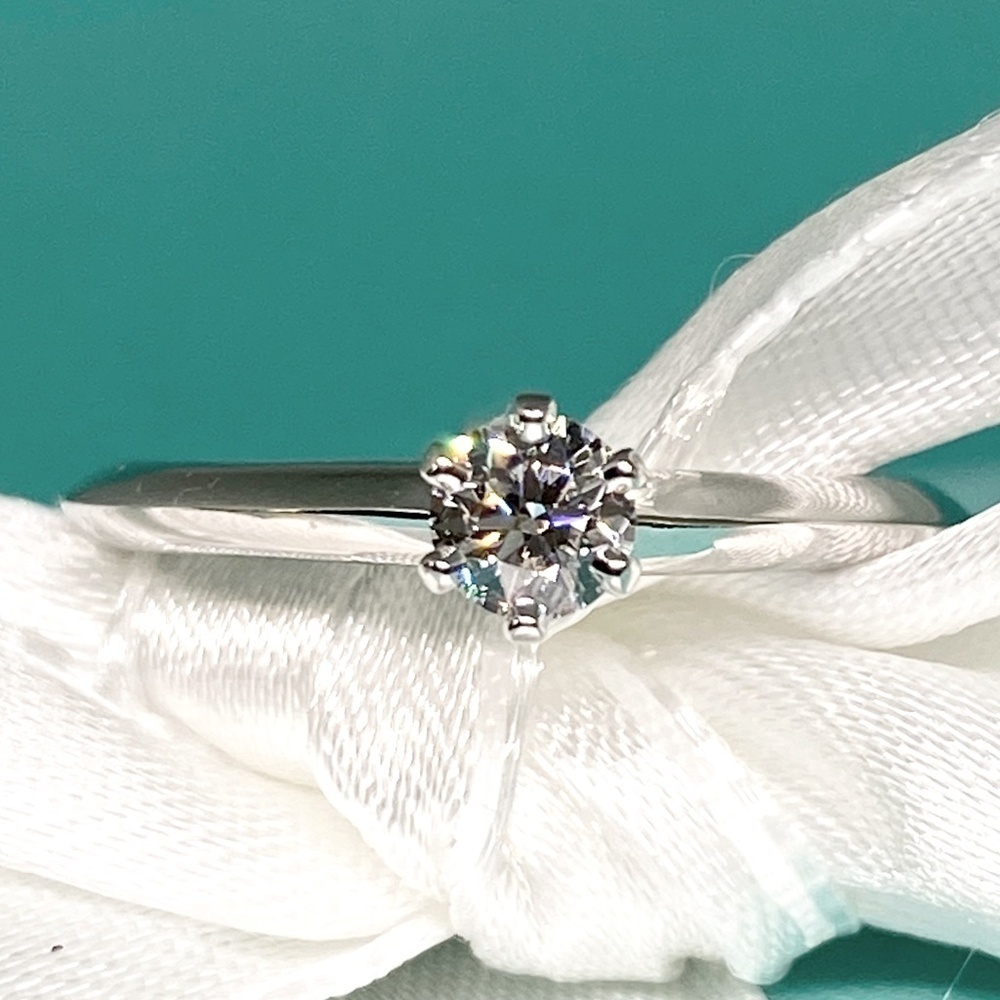 Tiffany & Co. Platinum Diamond Ring .24 CT Size 5.5